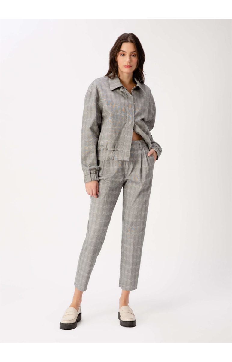 Jaqueta Plaid Bomber Grafite