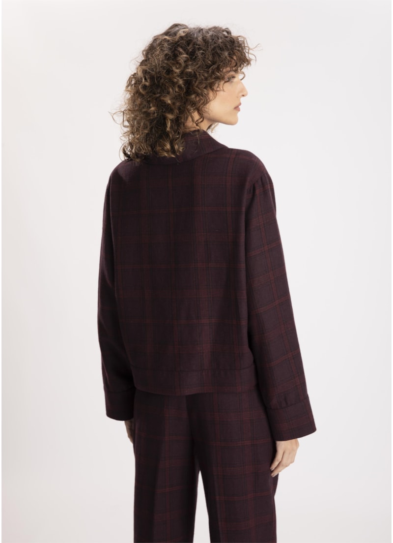 Jaqueta Sartorial Check Punho Largo Vinho