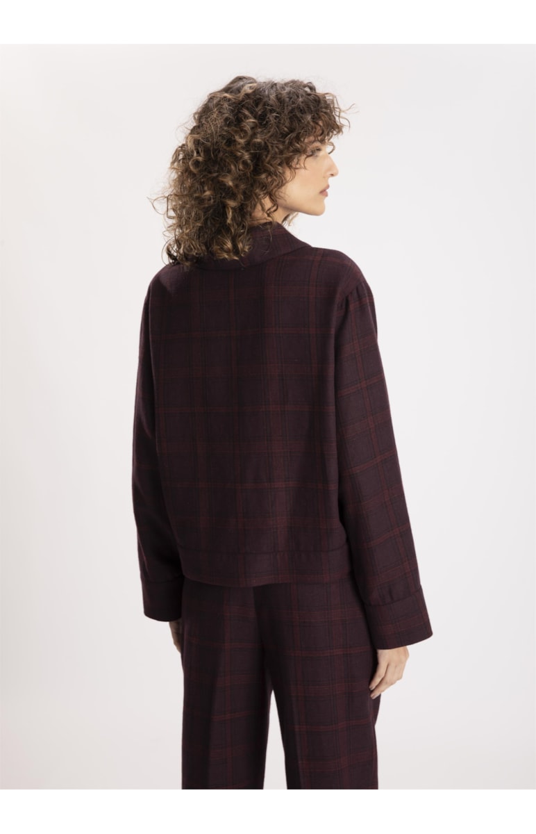 Jaqueta Sartorial Check Punho Largo Vinho
