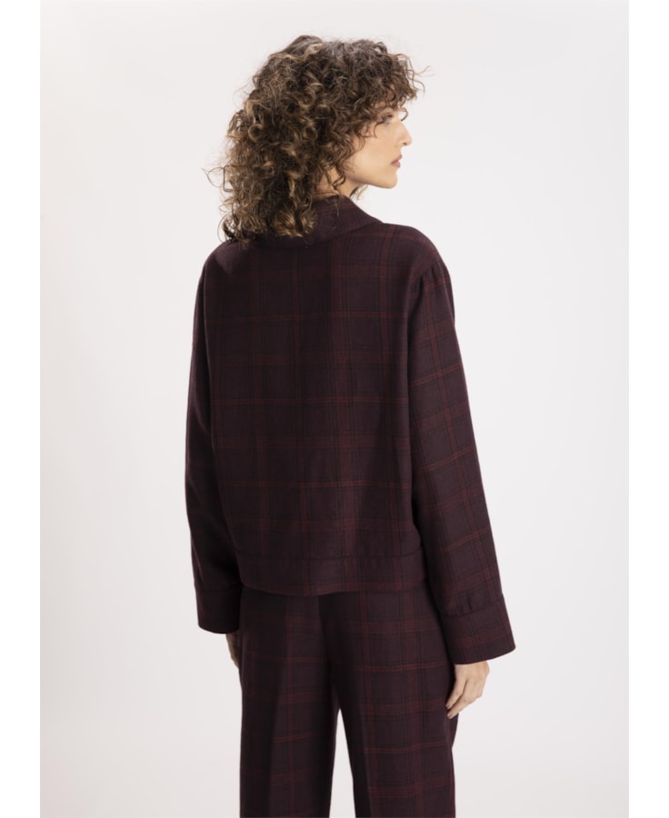 Jaqueta Sartorial Check Punho Largo Vinho