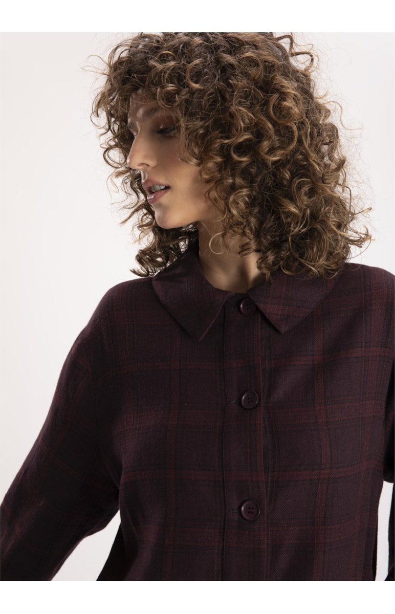 Jaqueta Sartorial Check Punho Largo Vinho