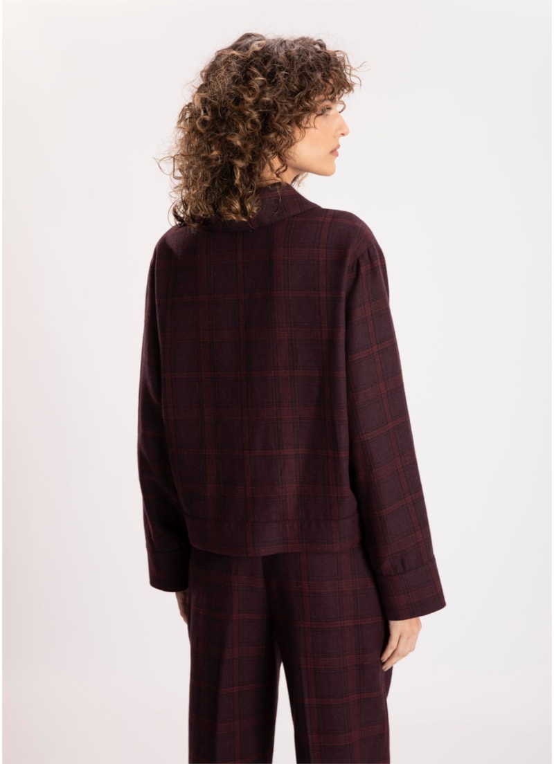 Jaqueta Sartorial Check Punho Largo Vinho