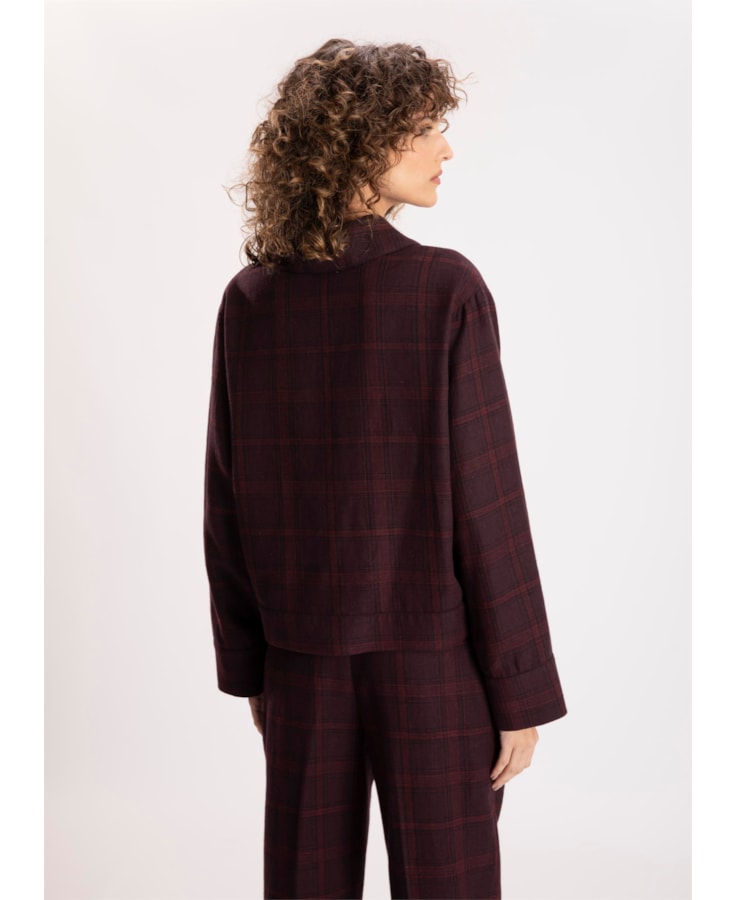 Jaqueta Sartorial Check Punho Largo Vinho