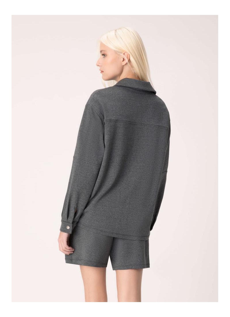 Jaqueta Shacket Moletom Comfort Chumbo Mescla