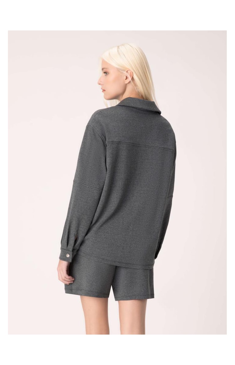 Jaqueta Shacket Moletom Comfort Chumbo Mescla