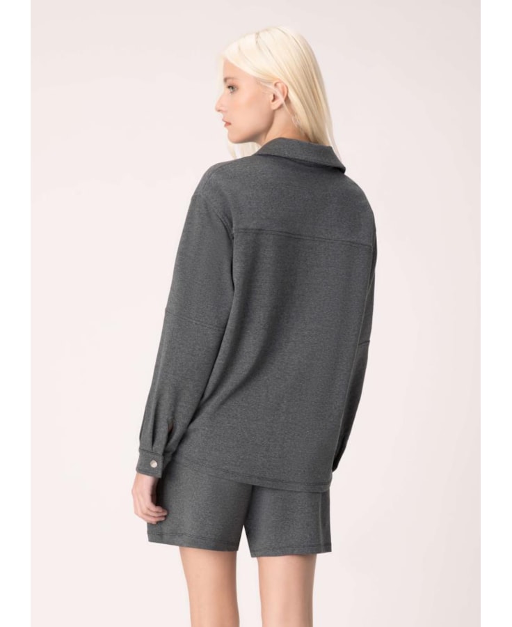 Jaqueta Shacket Moletom Comfort Chumbo Mescla