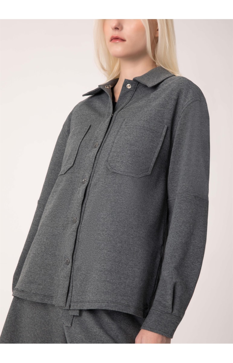 Jaqueta Shacket Moletom Comfort Chumbo Mescla