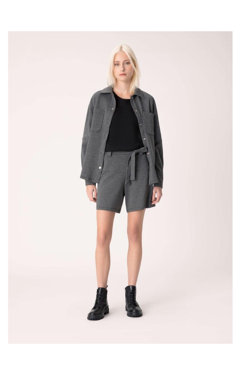 Jaqueta Shacket Moletom Comfort Chumbo Mescla