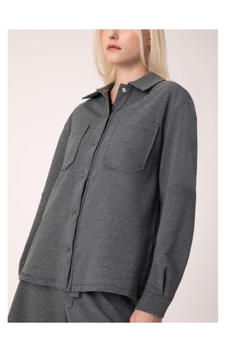Jaqueta Shacket Moletom Comfort Chumbo Mescla