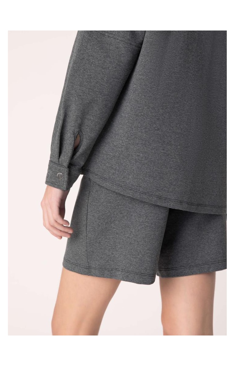 Jaqueta Shacket Moletom Comfort Chumbo Mescla