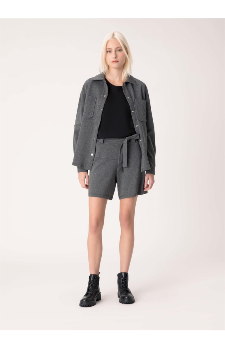 Jaqueta Shacket Moletom Comfort Chumbo Mescla