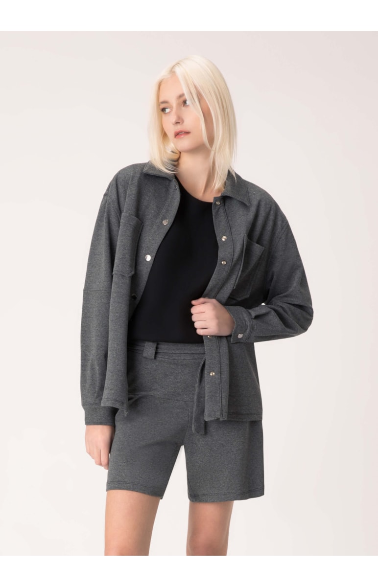 Jaqueta Shacket Moletom Comfort Chumbo Mescla
