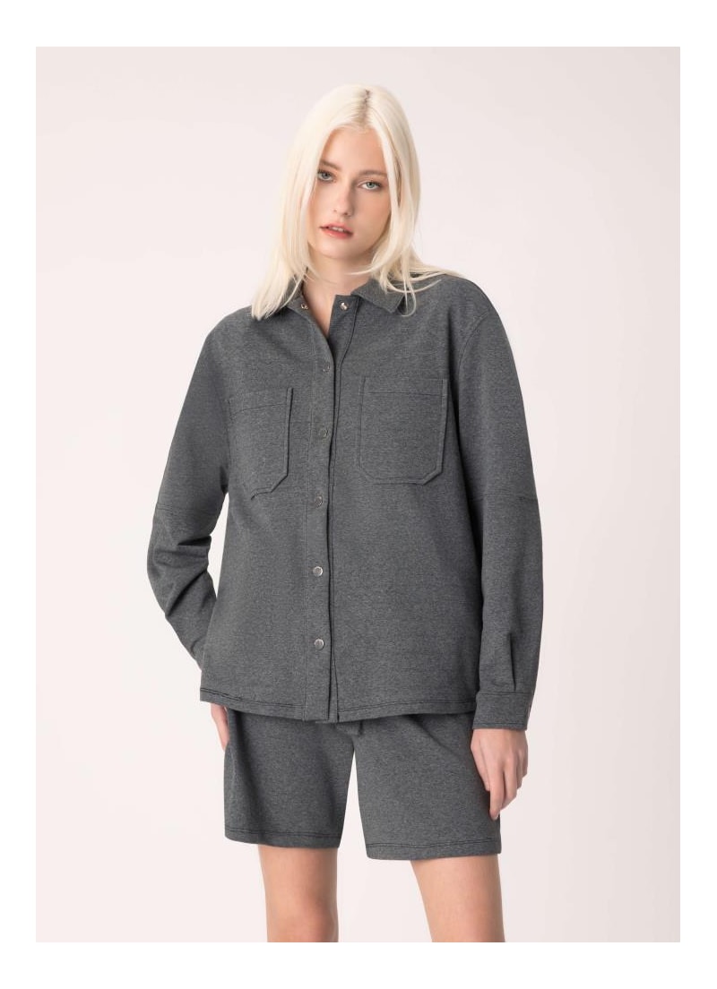 Jaqueta Shacket Moletom Comfort Chumbo Mescla