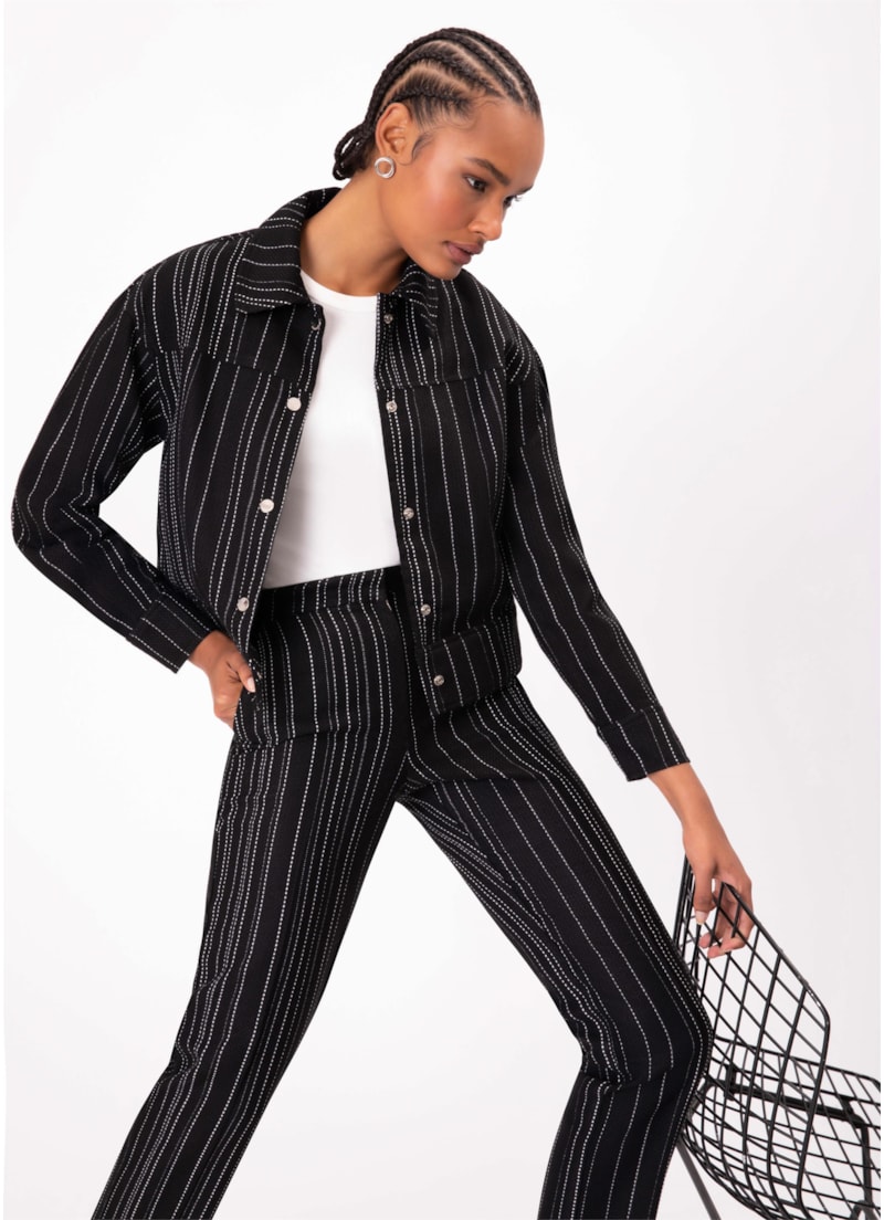 Jaqueta Tweed Stripes Preto