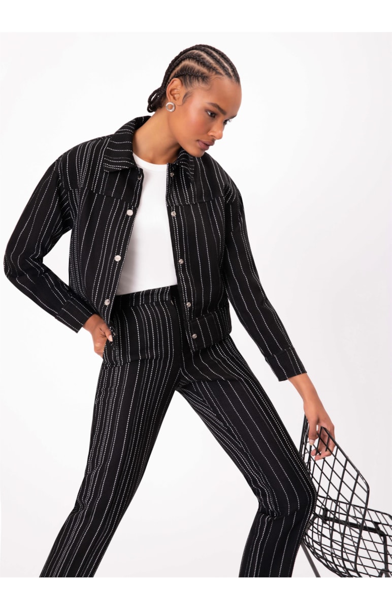 Jaqueta Tweed Stripes Preto