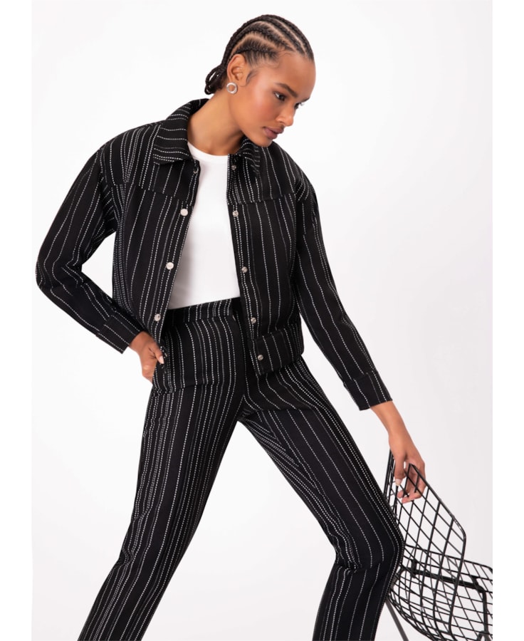 Jaqueta Tweed Stripes Preto