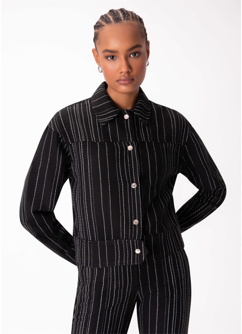 Jaqueta Tweed Stripes Preto