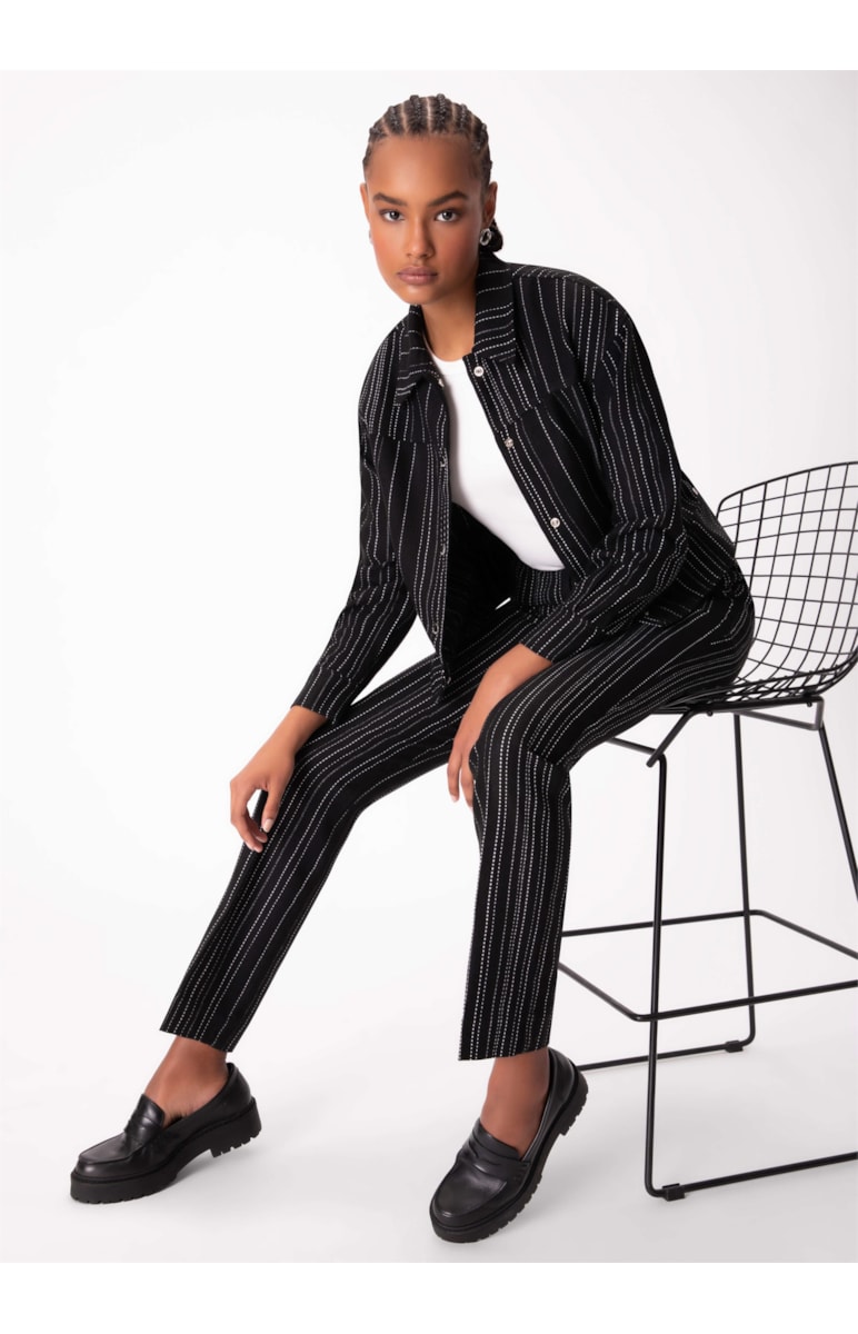 Jaqueta Tweed Stripes Preto