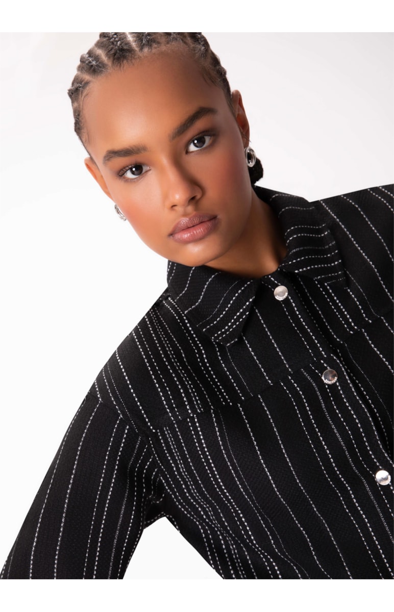 Jaqueta Tweed Stripes Preto