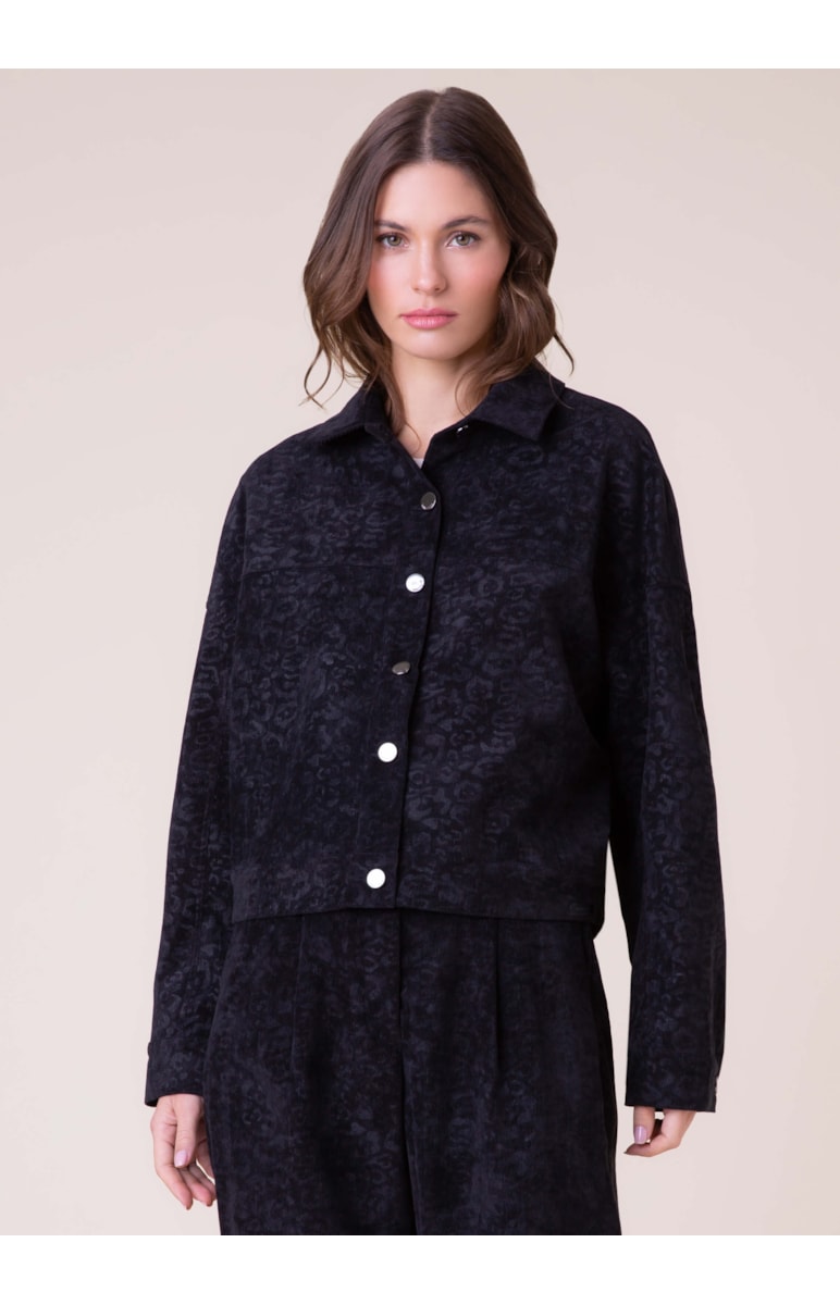 Jaqueta Velvet Onça Oversized Preto