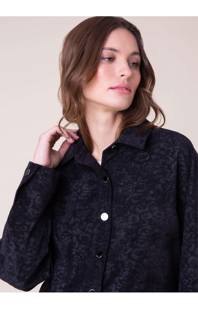 Jaqueta Velvet Onça Oversized Preto