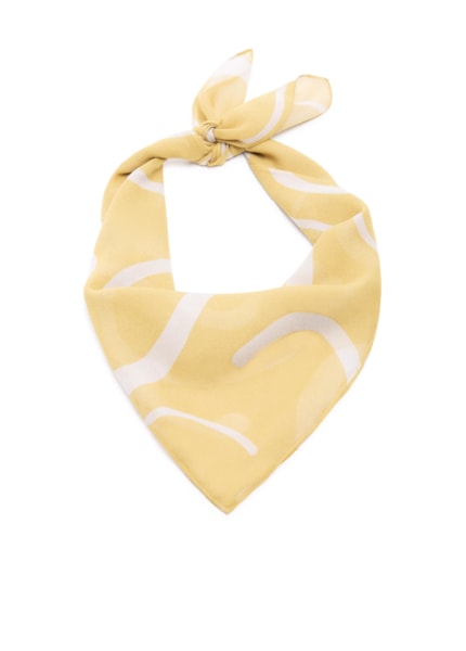 Lenço Estampado Seda Amarelo
