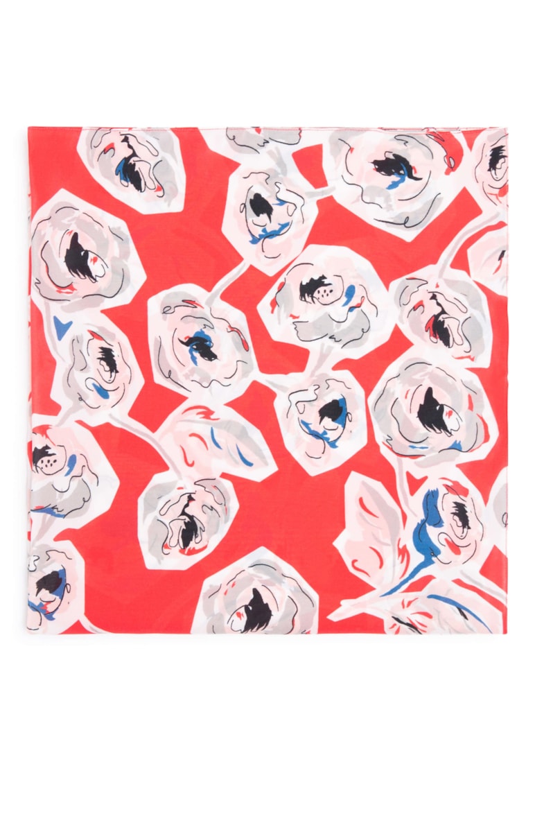 Lenço Estampado Seda Vermelho