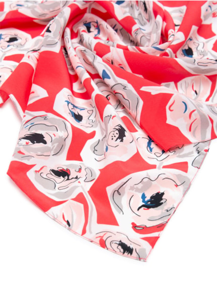 Lenço Estampado Seda Vermelho
