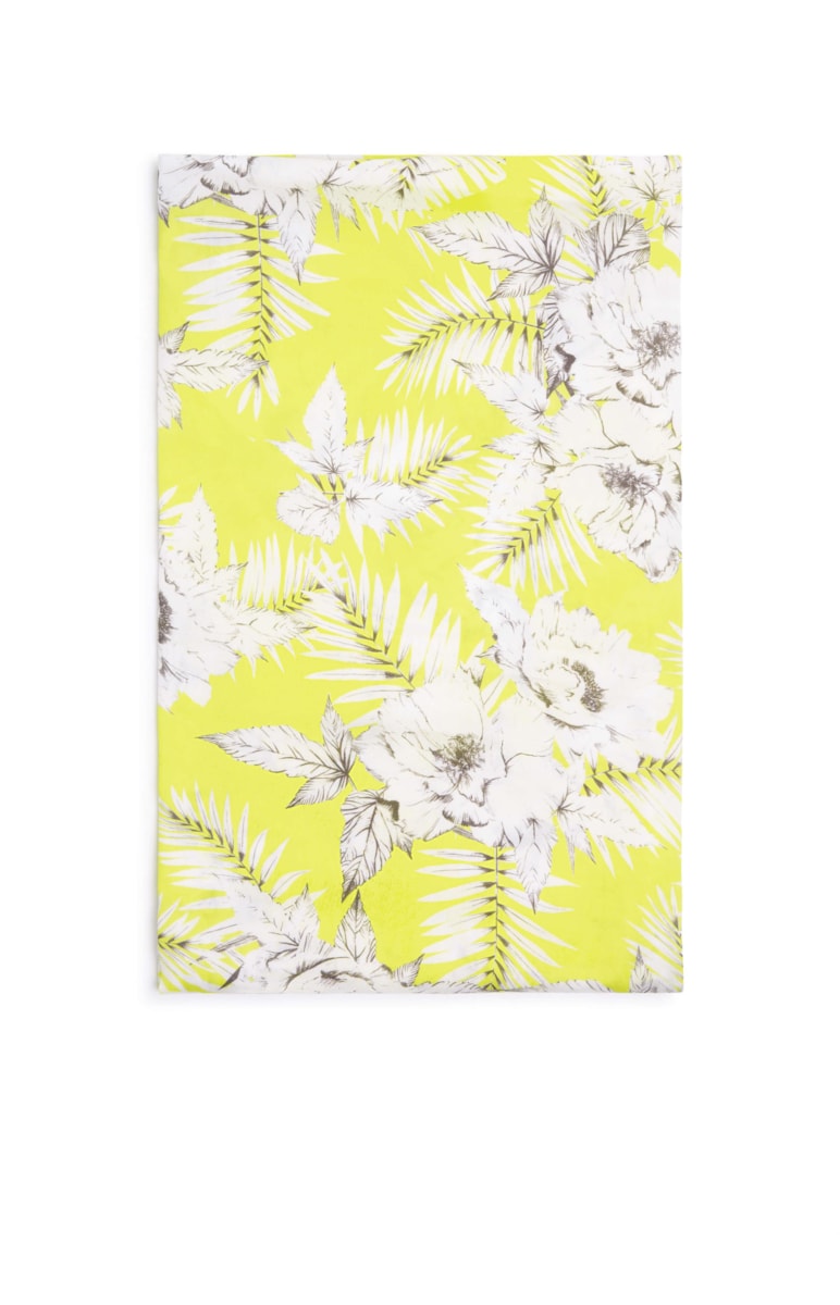 Lenço Floral Seda Amarelo Limao