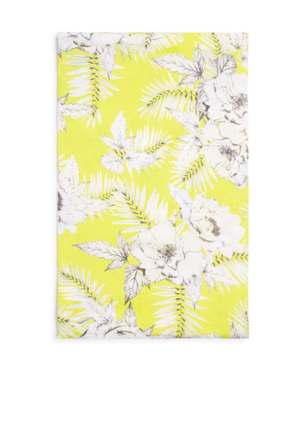 Lenço Floral Seda Amarelo Limao