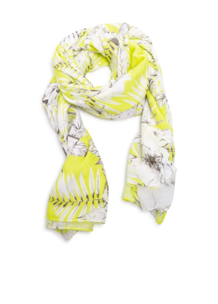Lenço Floral Seda Amarelo Limao