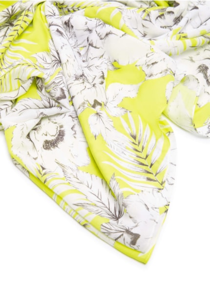 Lenço Floral Seda Amarelo Limao