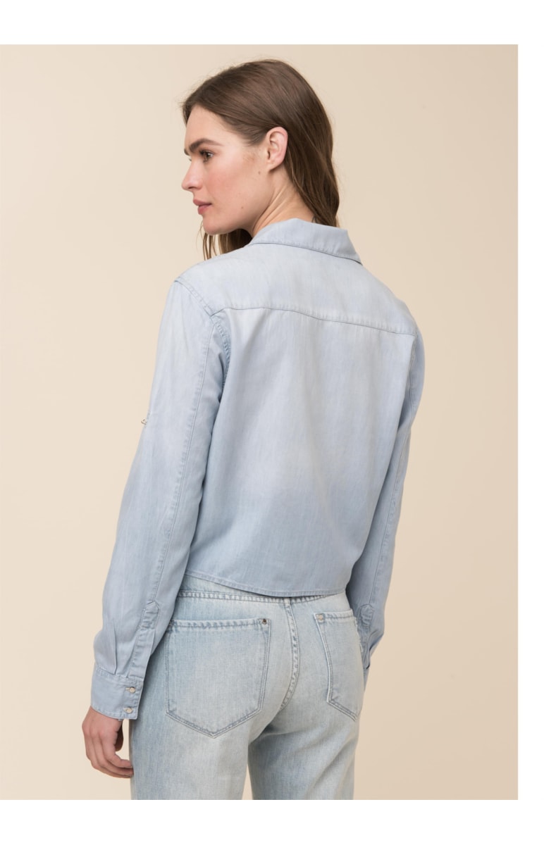 Lyocel Denim Camisa Amarracao Chumbo Mescla Lavinorte