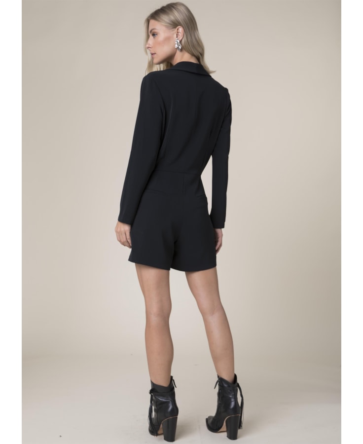 Macacao Curto Crepe Preto