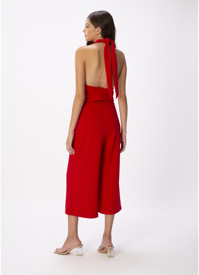 Macacao Transpasse Gola Vermelho