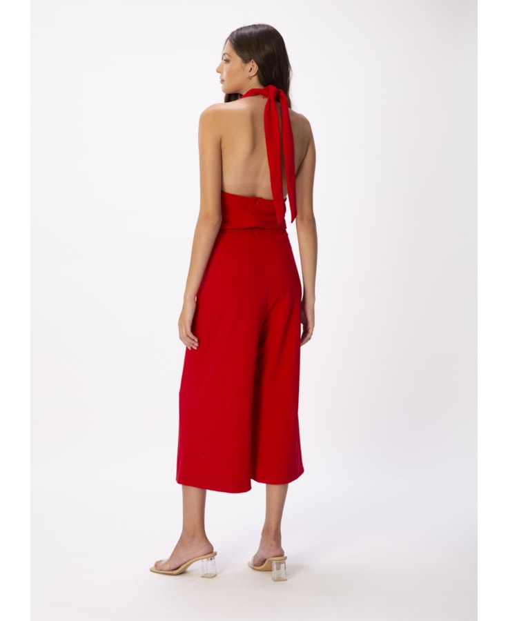 Macacao Transpasse Gola Vermelho
