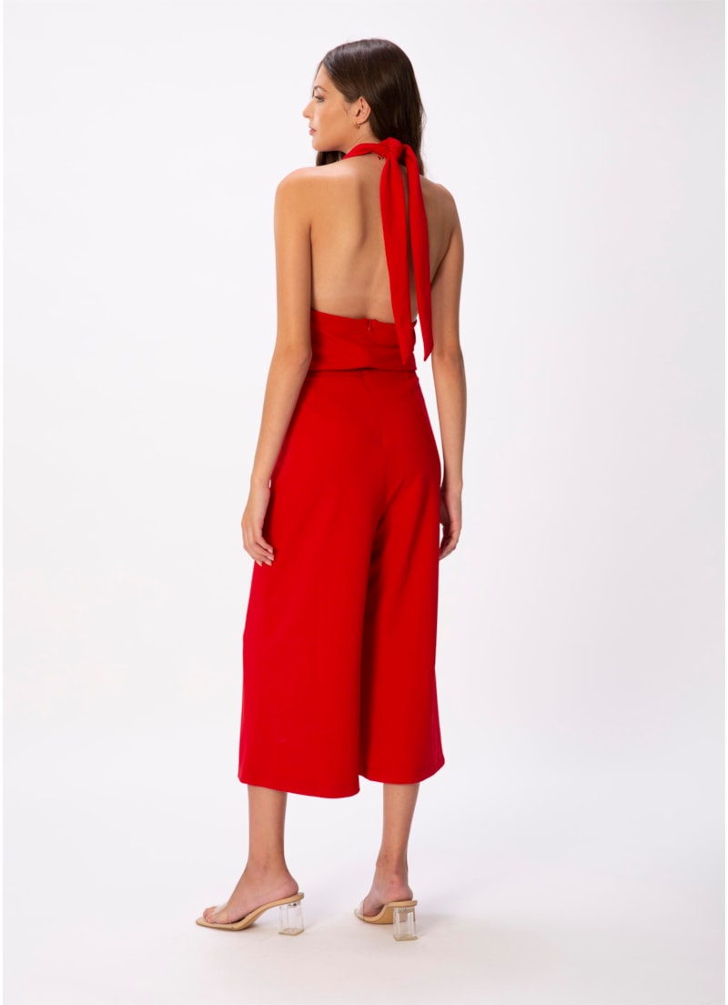 Macacao Transpasse Gola Vermelho