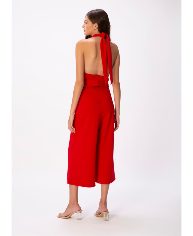 Macacao Transpasse Gola Vermelho