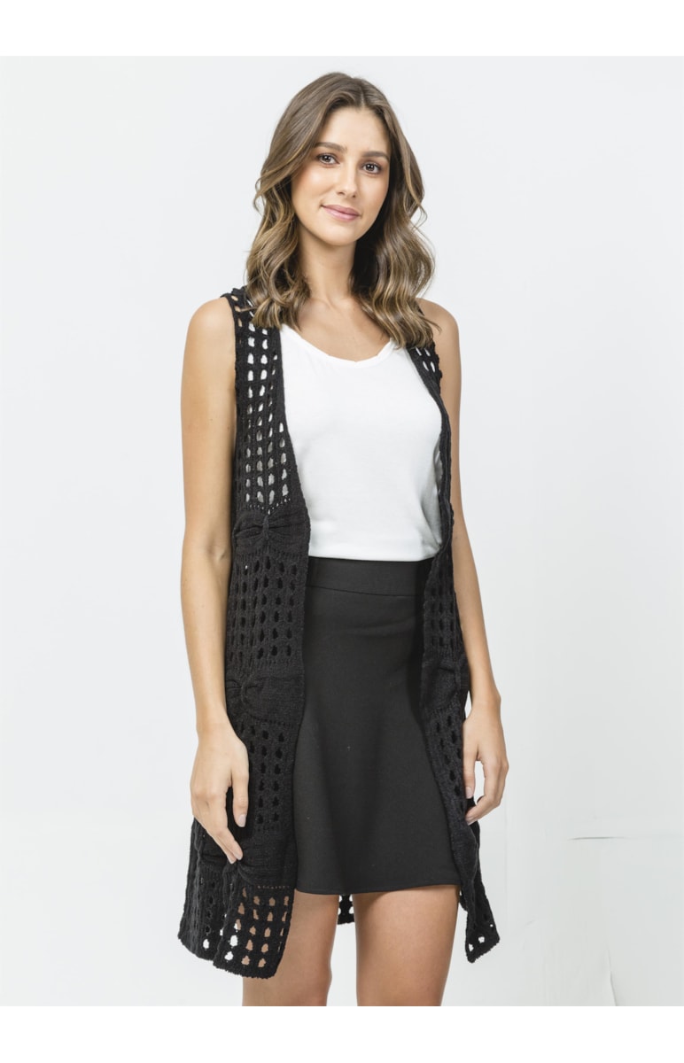 Maxi Colete Trancado Preto