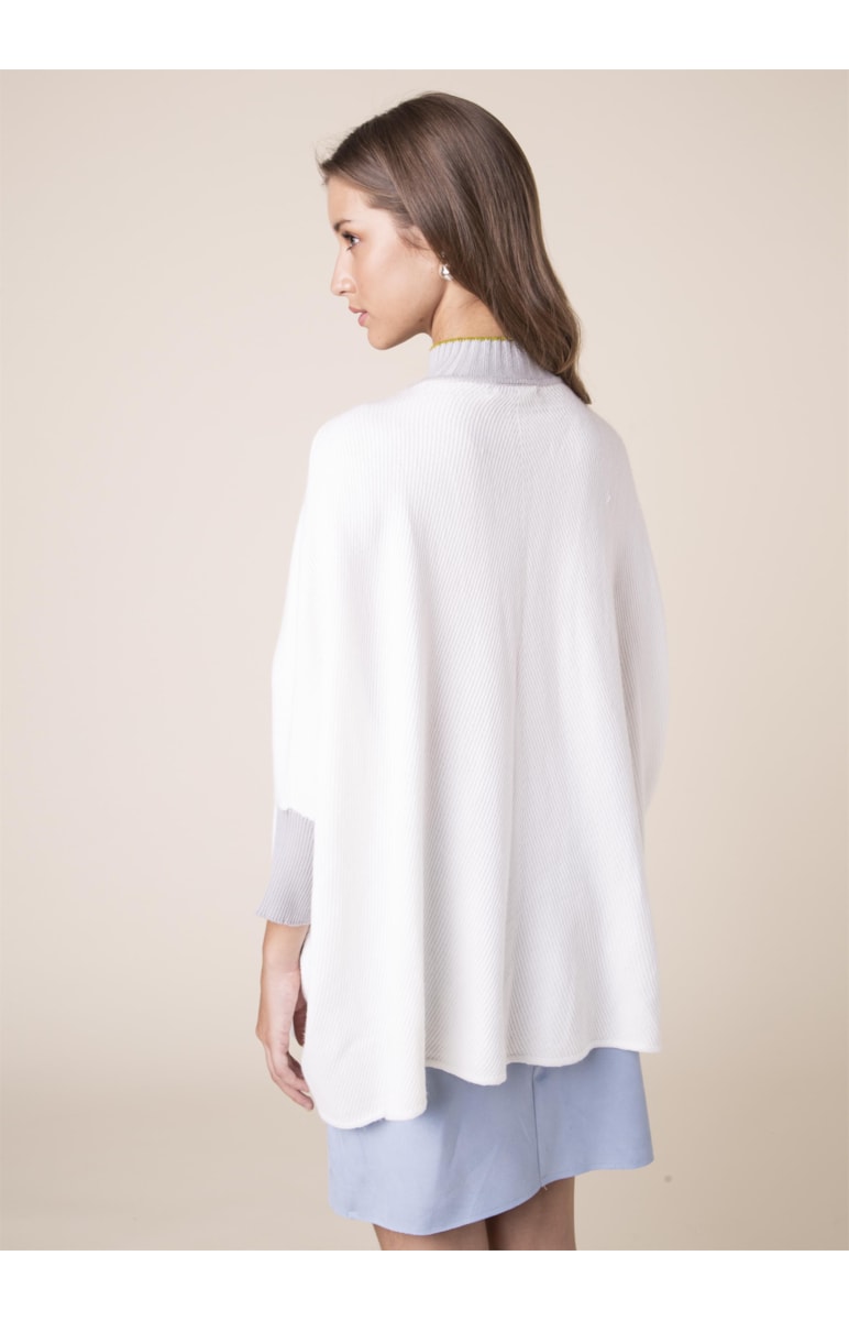 Poncho Canelado Bicolor Off White