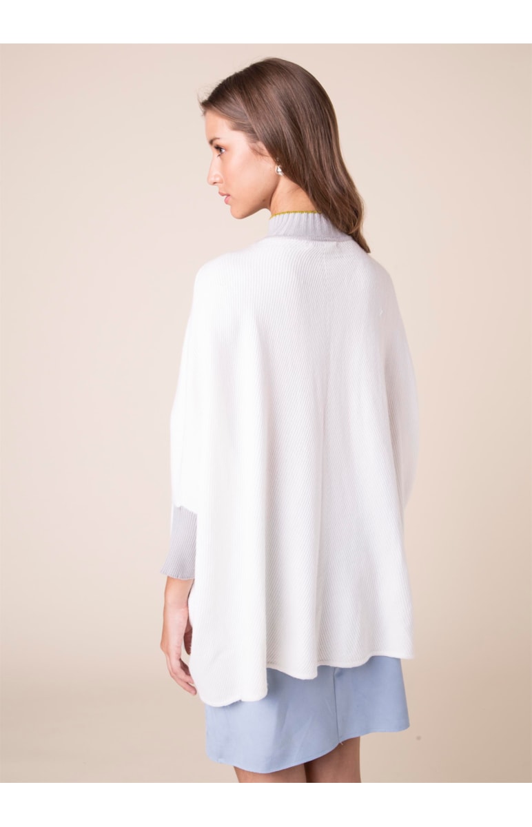 Poncho Canelado Bicolor Off White