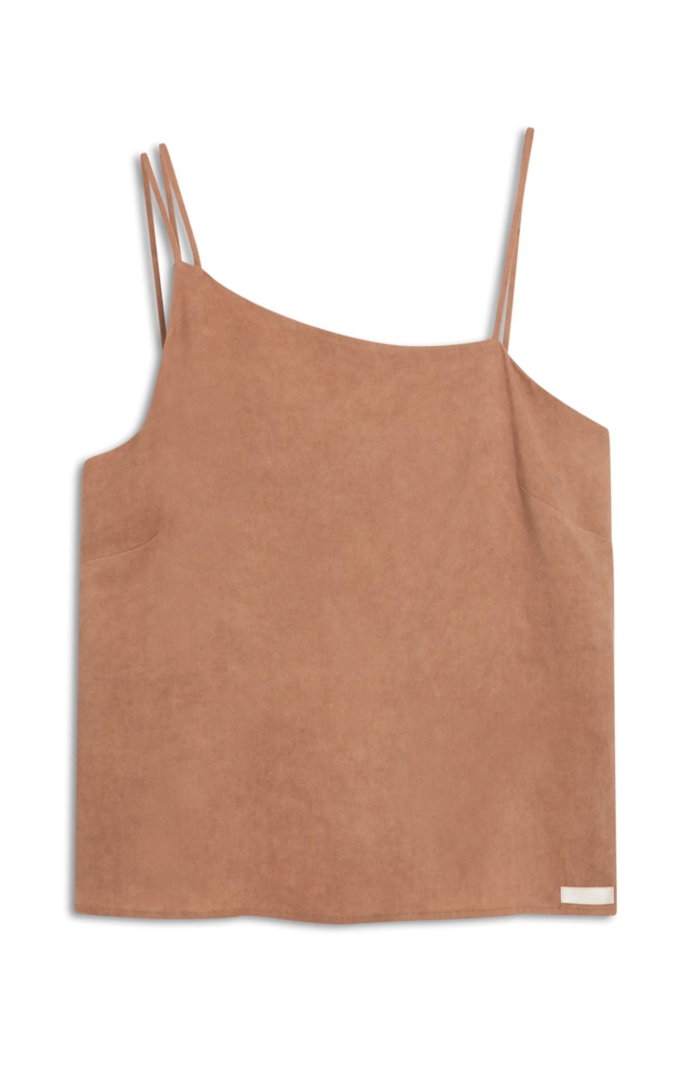 Regata Alça Dupla Rayon Twill Areia