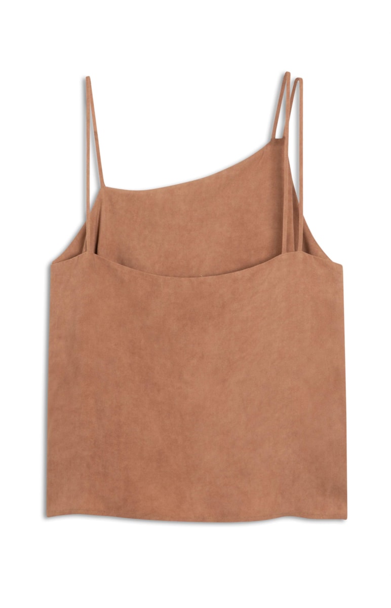 Regata Alça Dupla Rayon Twill Areia