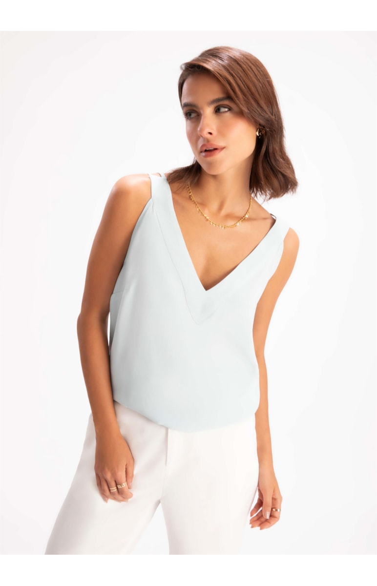 Regata Crepe Azul Claro