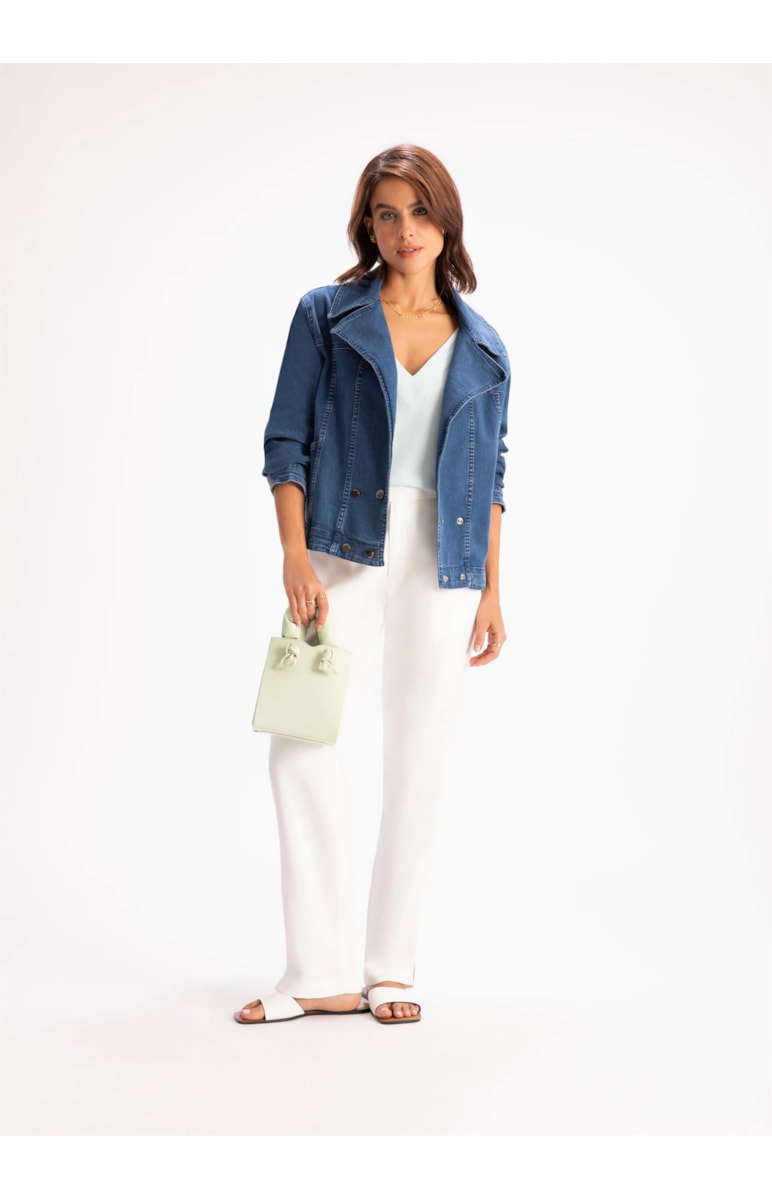 Regata Crepe Azul Claro