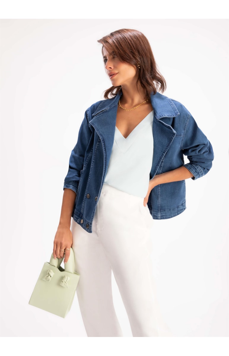 Regata Crepe Azul Claro
