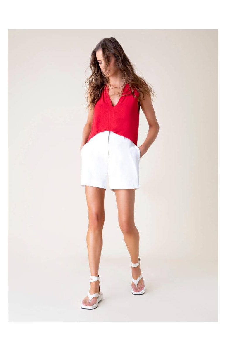 Regata Crepe Tricot Vermelho