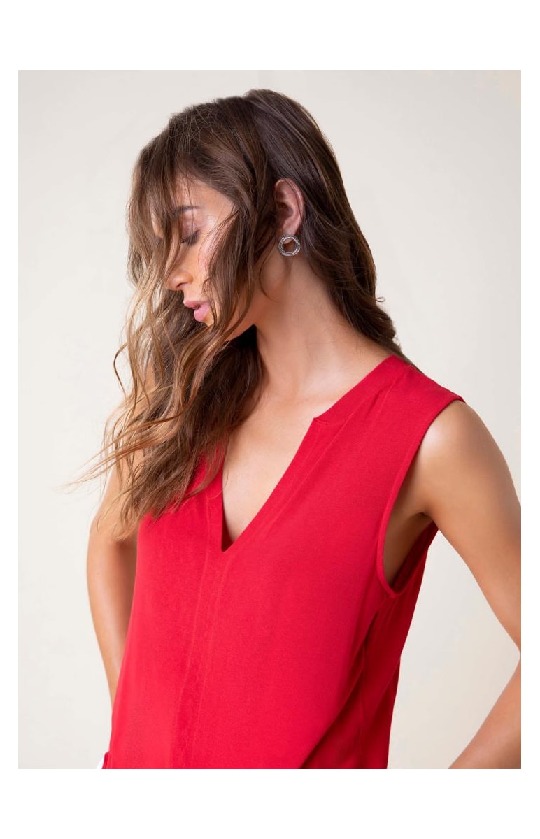 Regata Crepe Tricot Vermelho