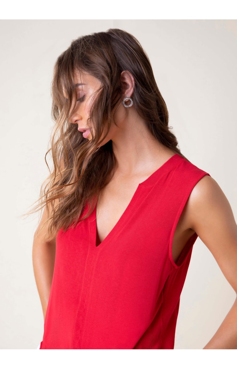 Regata Crepe Tricot Vermelho