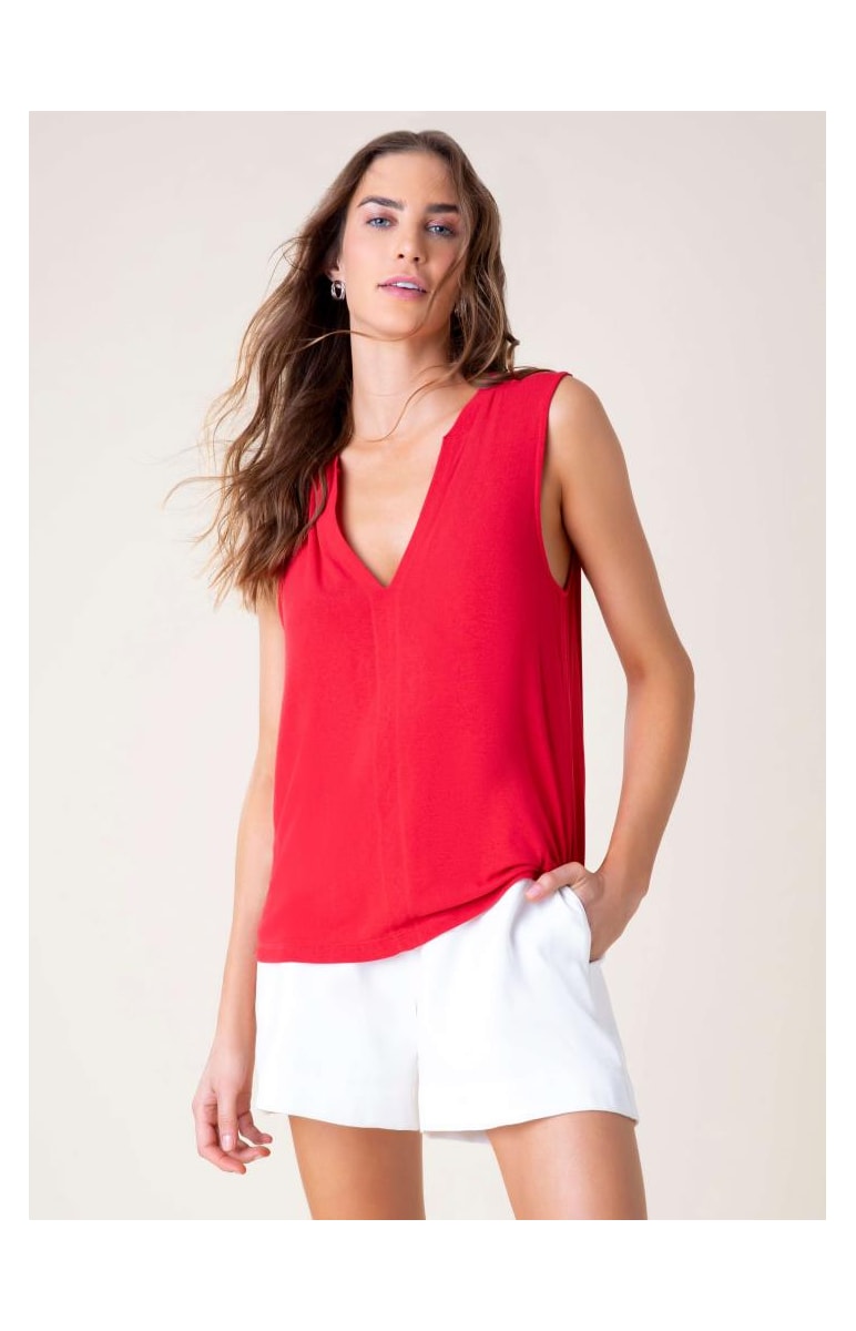 Regata Crepe Tricot Vermelho
